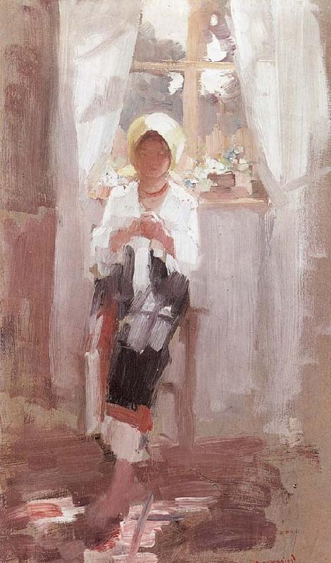 Nicolae Grigorescu Peasant Sewing by the Window Spain oil painting art